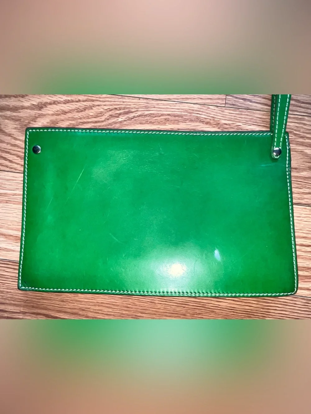 kate spade Emerald Green Leather Pouch Wallet wristlet strap - Picture 5 of 16